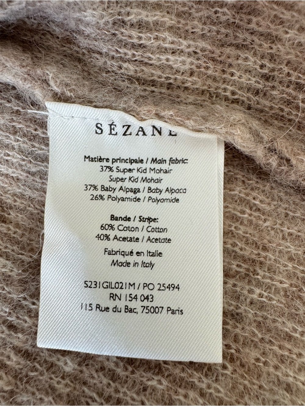 NWT Sezane Mohair Barry Cardigan Sweater in Taupe - Picture 3 of 6